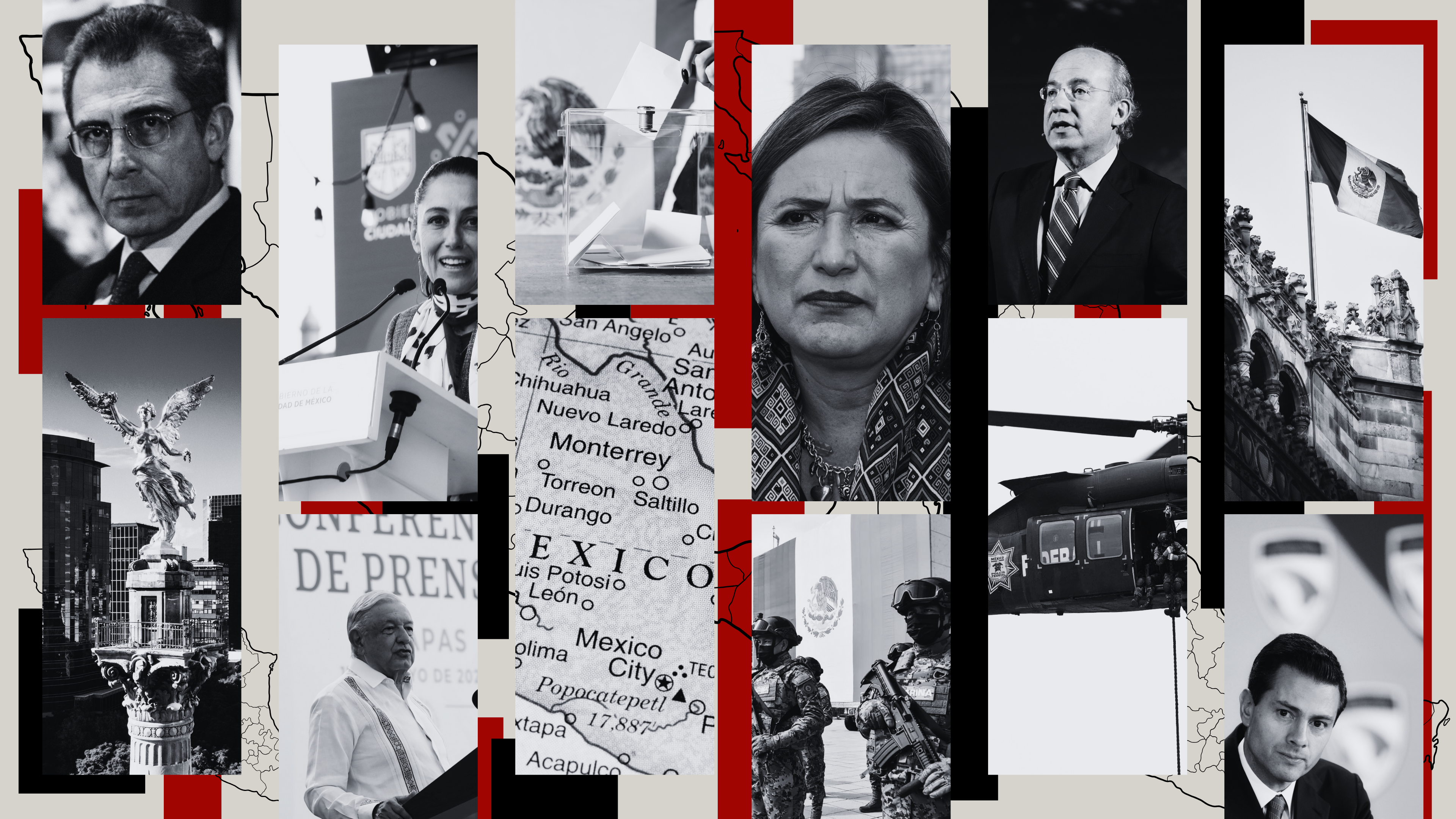 Collage de imágenes de México para el artículo de las elecciones mexicanas y sus posibles desenlaces_CN